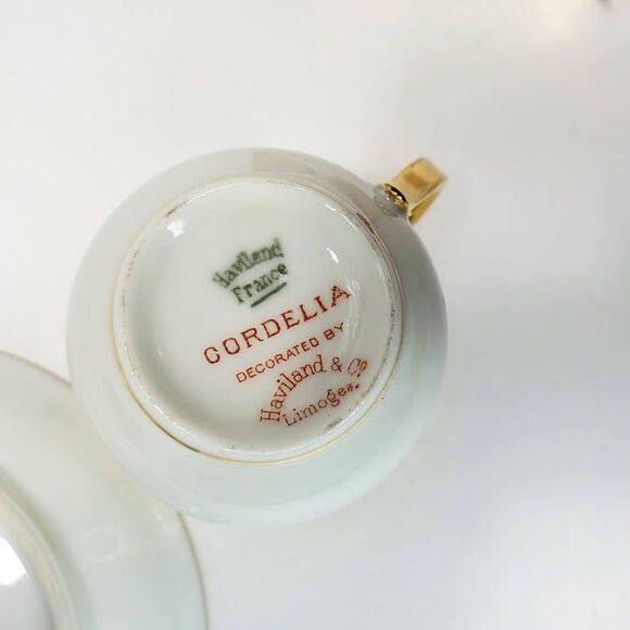 Haviland Limoges Cordelia Gold Trim Demitasse Cup & Saucer - Picture 5 of 10